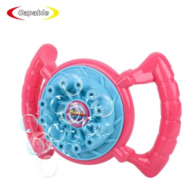 Summer indoor outdoor toys steering wheel automatic electric bubble blower fan machine for kids