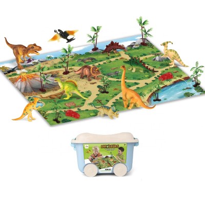 Dino world 10pcs educational realistic dinosaur figures toy with activity play mat for kids