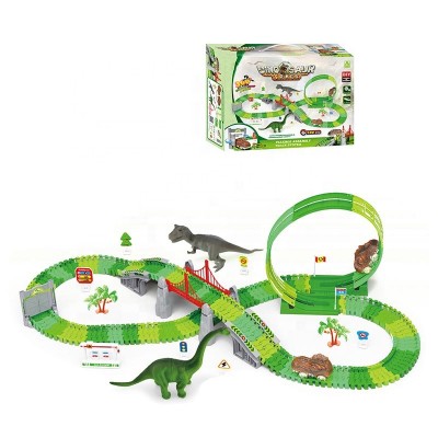 New design dinosaur world toys race track car set electric rail car toy for kids diy assembly toy slot car racing dinosaur track