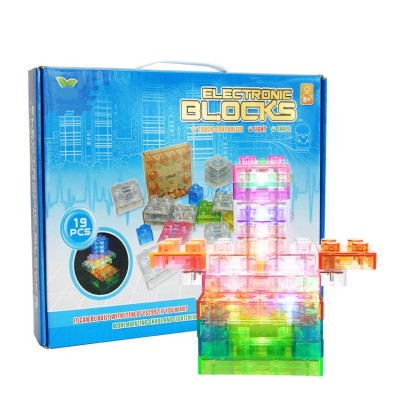 Electronic integrated circuit block engineering toy for kids stem toys plastic building blocks electronic toys with light