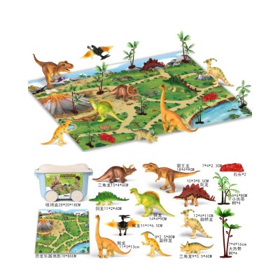 Dino world 10pcs educational realistic dinosaur figures toy with activity play mat for kids