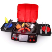 Amazon hotsale portable pretend play food BBQ grill cooking kitchen toys with light and smoke for kids toddlers