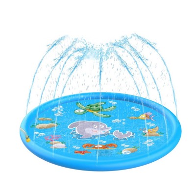 Amazon hotsale outdoor swimming pool toys 68" kids sprinkler play mat inflatable shark water spray pad for kids