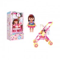 Pink and Beautiful Stroller for doll Popular Stroller play house toys including doll