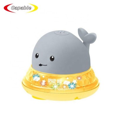 2 in 1 squirt spray water toy LED light up automatic induction whale sprinkler floating water spray bathtub toys for toddlers