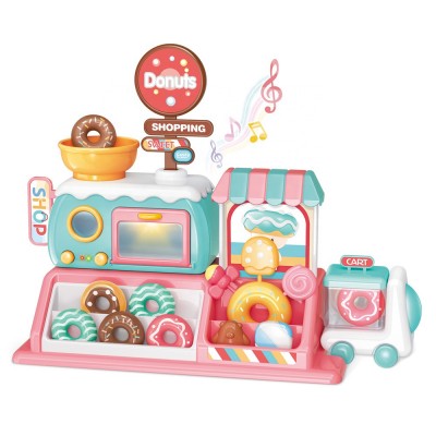 Kids pretend play house supermarket donuts shop simulation electric oven with intelligent voice interaction