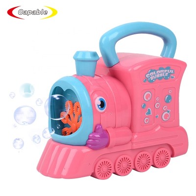 Summer hand cranked train soap bubble maker toys machine for kids