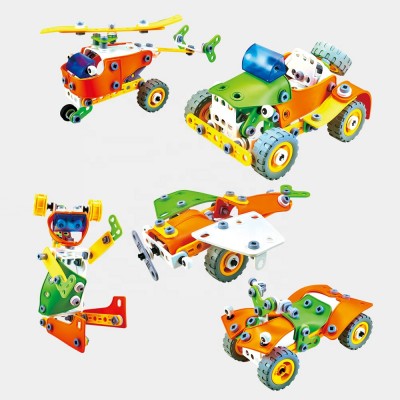 Amazon hotsale 165pcs stem educational learning kit DIY screw construction building blocks puzzle toys for kids